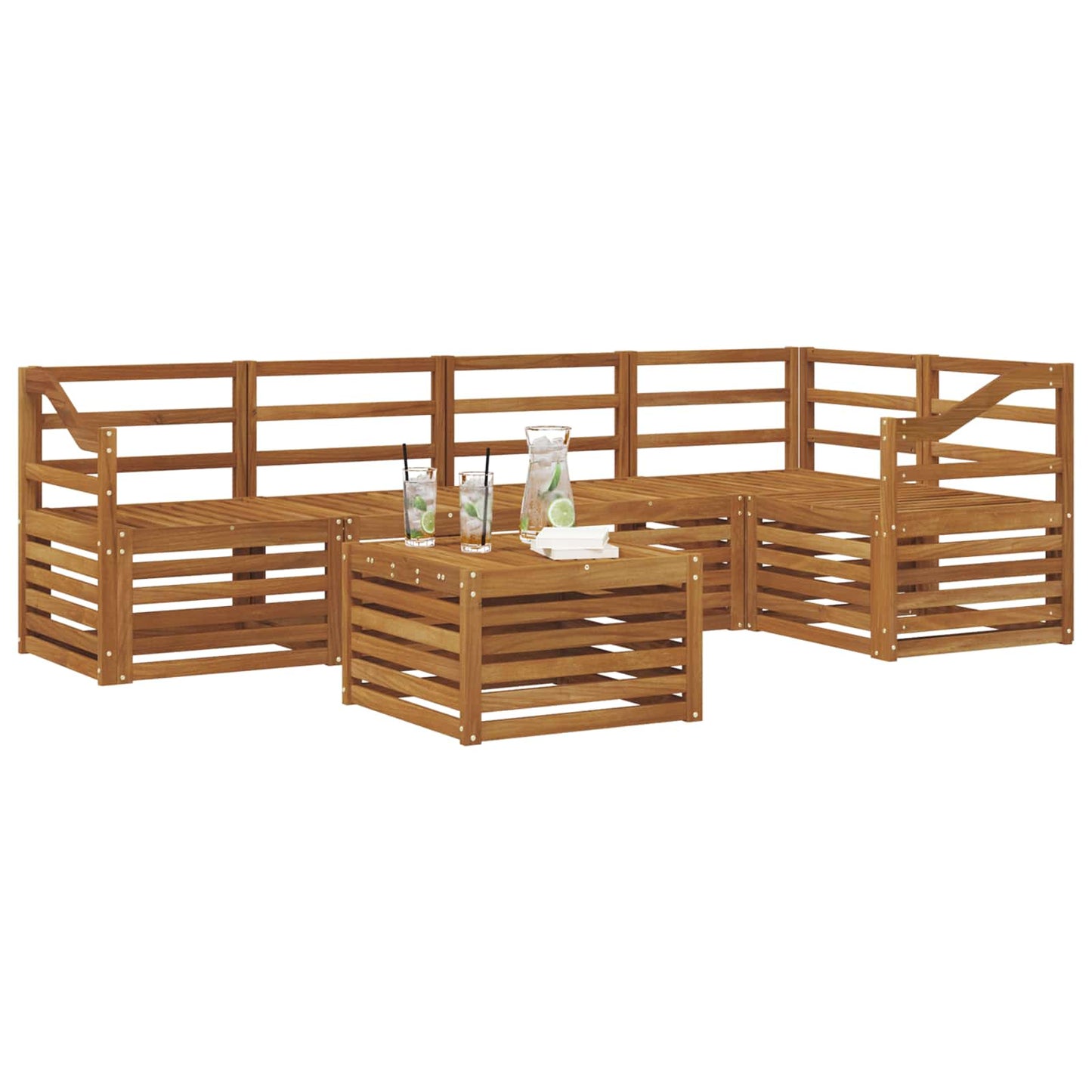 vidaXL Sectional Sofa Set 6 pcs Natural Solid Acacia Wood