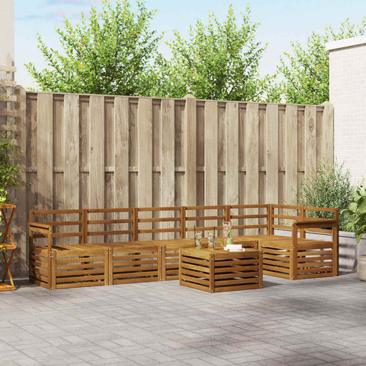 vidaXL Outdoor Sofa Set 7 pcs Natural Polyester