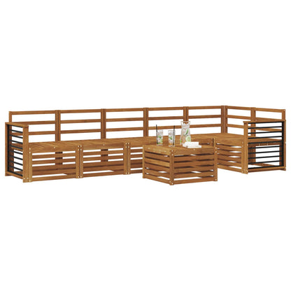 vidaXL Sectional Sofa Set 7 pcs Natural Solid Acacia Wood