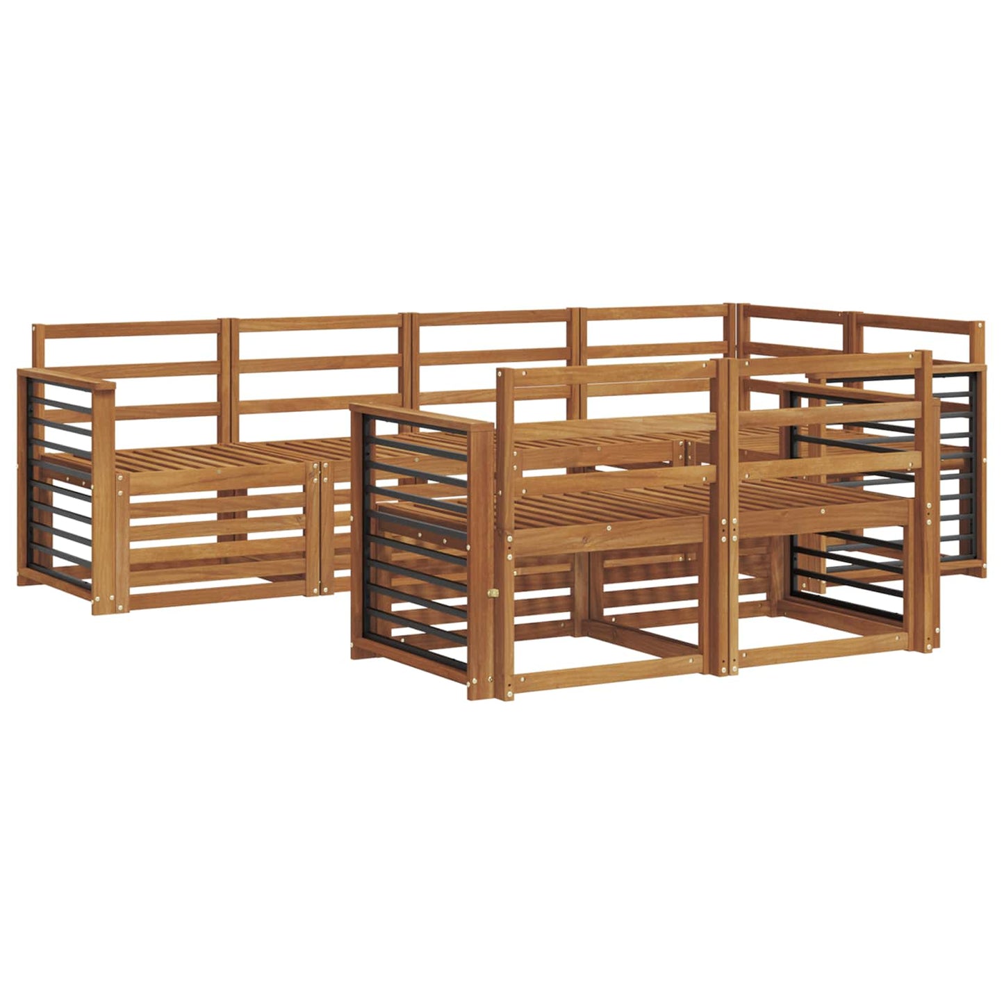 vidaXL Sofa Sets 7 pcs Natural Solid Acacia Wood