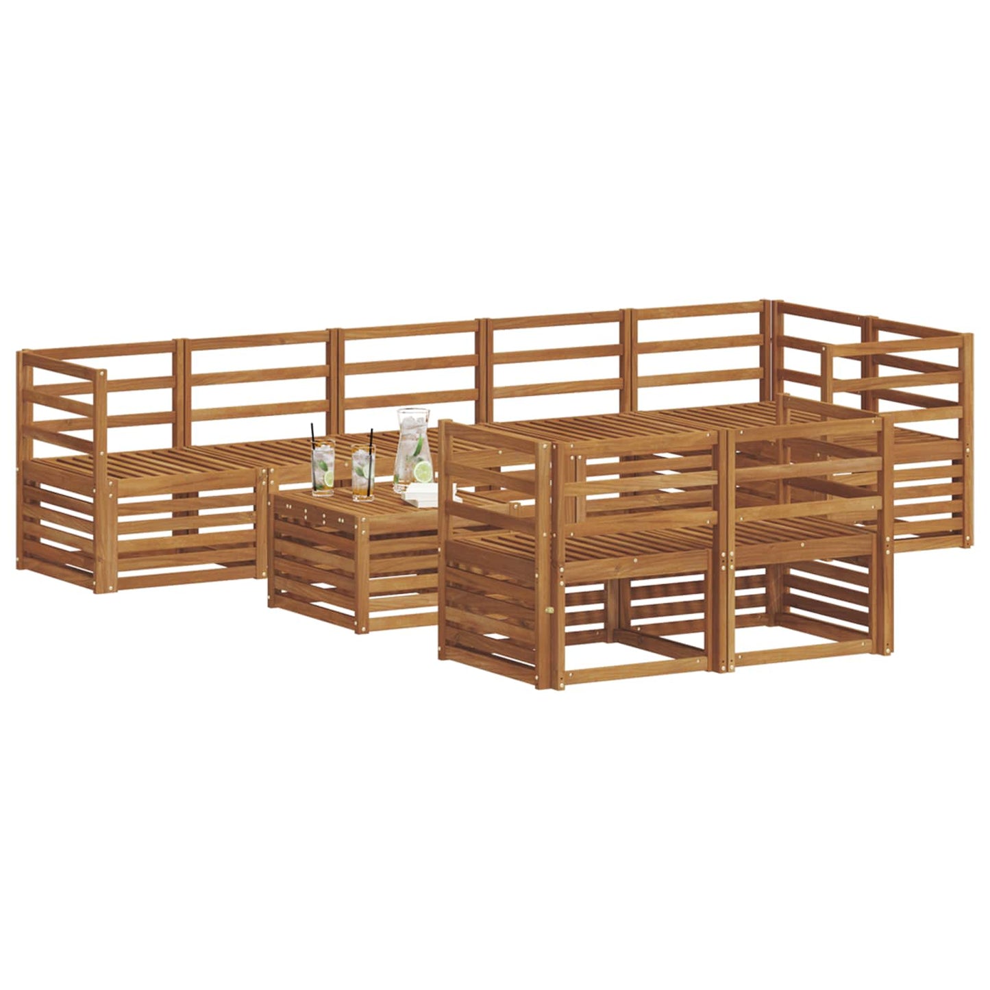 vidaXL Sofa Sets 9 pcs Natural Solid Acacia Wood