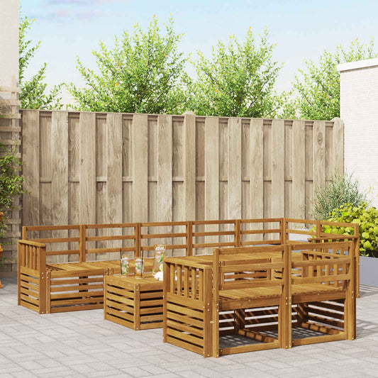 vidaXL Outdoor Sofa Set 9 pcs Natural Polyester