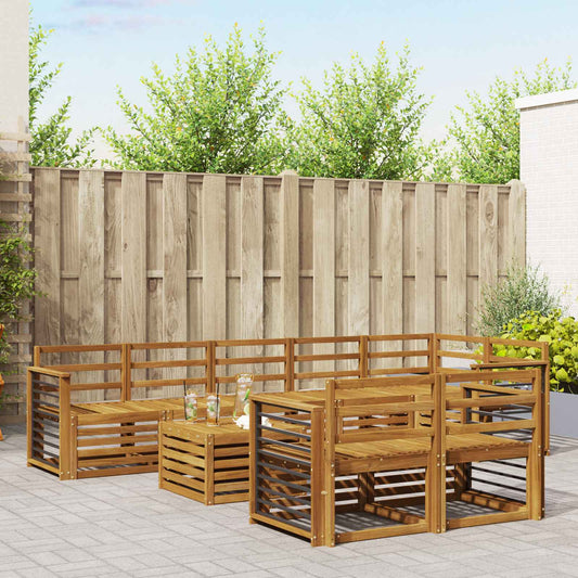 vidaXL Outdoor Sofa Set 9 pcs Natural Polyester