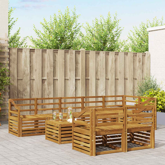 vidaXL Outdoor Sofa Set 9 pcs Natural Polyester