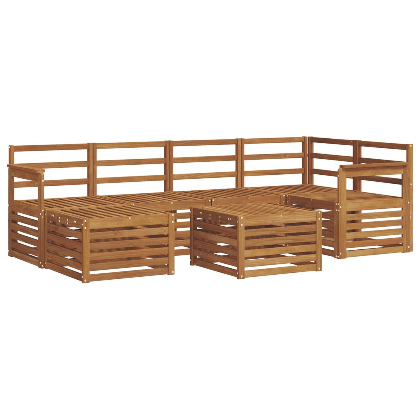 vidaXL Sectional Sofa Set 7 pcs Natural Solid Acacia Wood