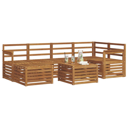 vidaXL Sectional Sofa Set 7 pcs Natural Solid Acacia Wood