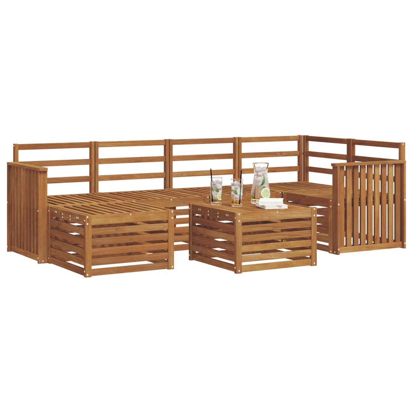 vidaXL Sectional Sofa Set 7 pcs Natural Solid Acacia Wood