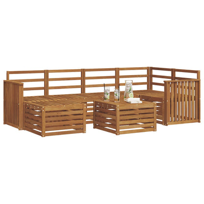 vidaXL Sectional Sofa Set 7 pcs Natural Solid Acacia Wood