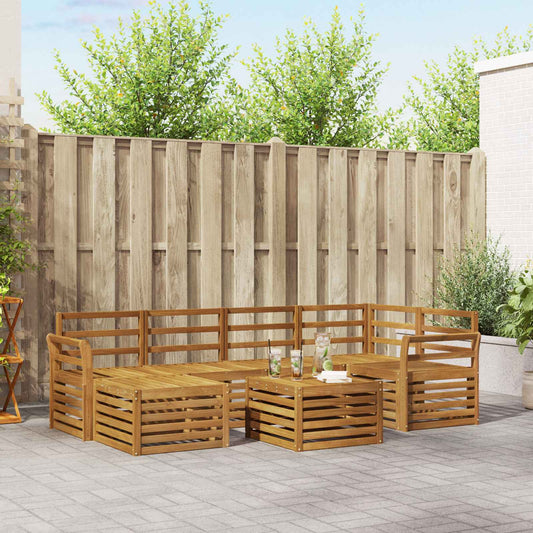 vidaXL Outdoor Sofa Set 7 pcs Natural Polyester
