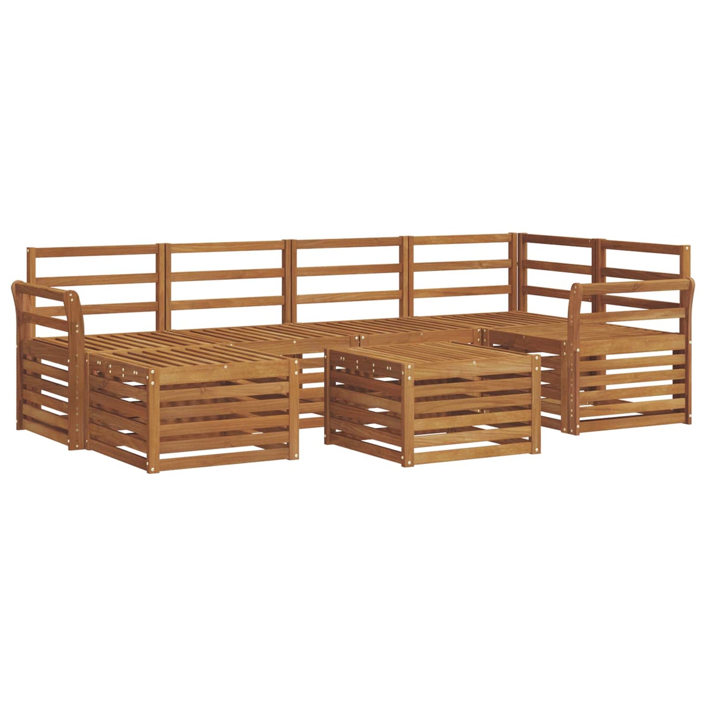 vidaXL Sectional Sofa Set 7 pcs Natural Solid Acacia Wood