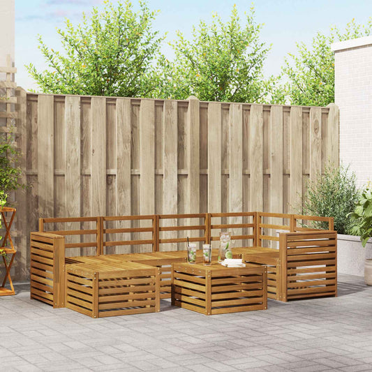 vidaXL Outdoor Sofa Set 7 pcs Natural Polyester
