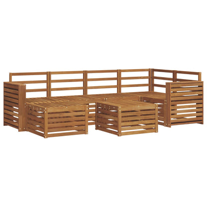vidaXL Sectional Sofa Set 7 pcs Natural Solid Acacia Wood