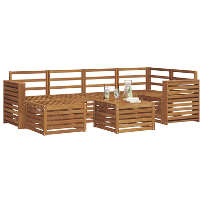 vidaXL Sectional Sofa Set 7 pcs Natural Solid Acacia Wood