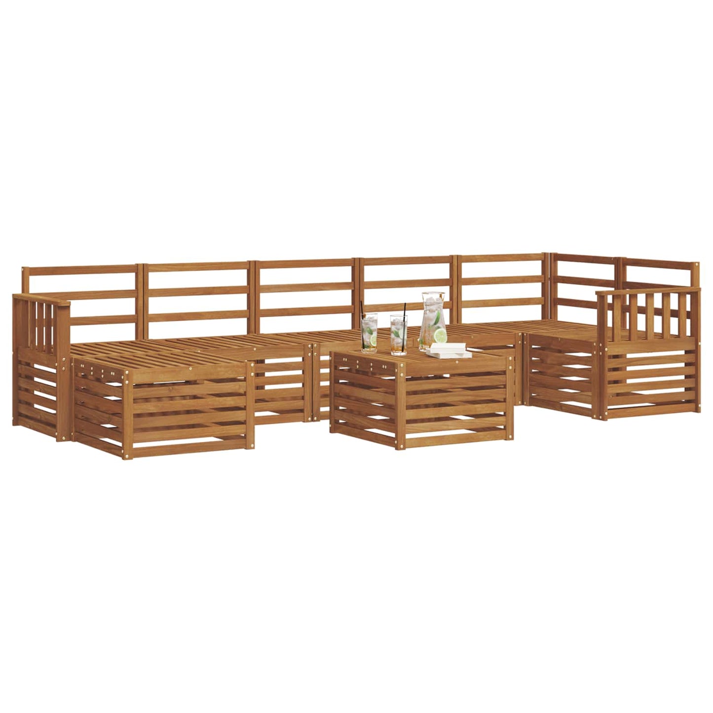 vidaXL Outdoor Sofa Set 8 pcs Natural Solid Acacia Wood