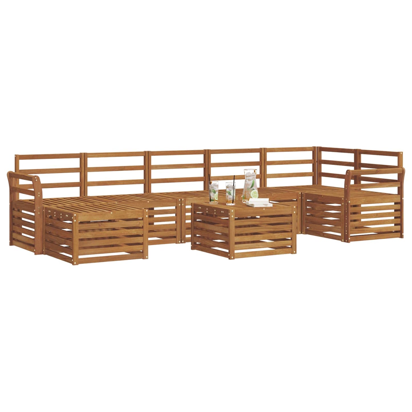 vidaXL Outdoor Sofa Set 8 pcs Natural Solid Acacia Wood
