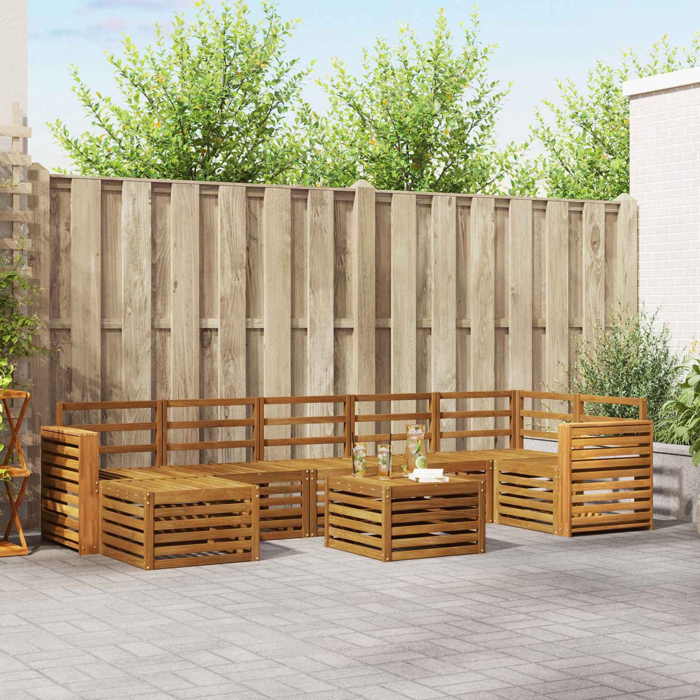 vidaXL Outdoor Sofa Set 8 pcs Natural Solid Acacia Wood