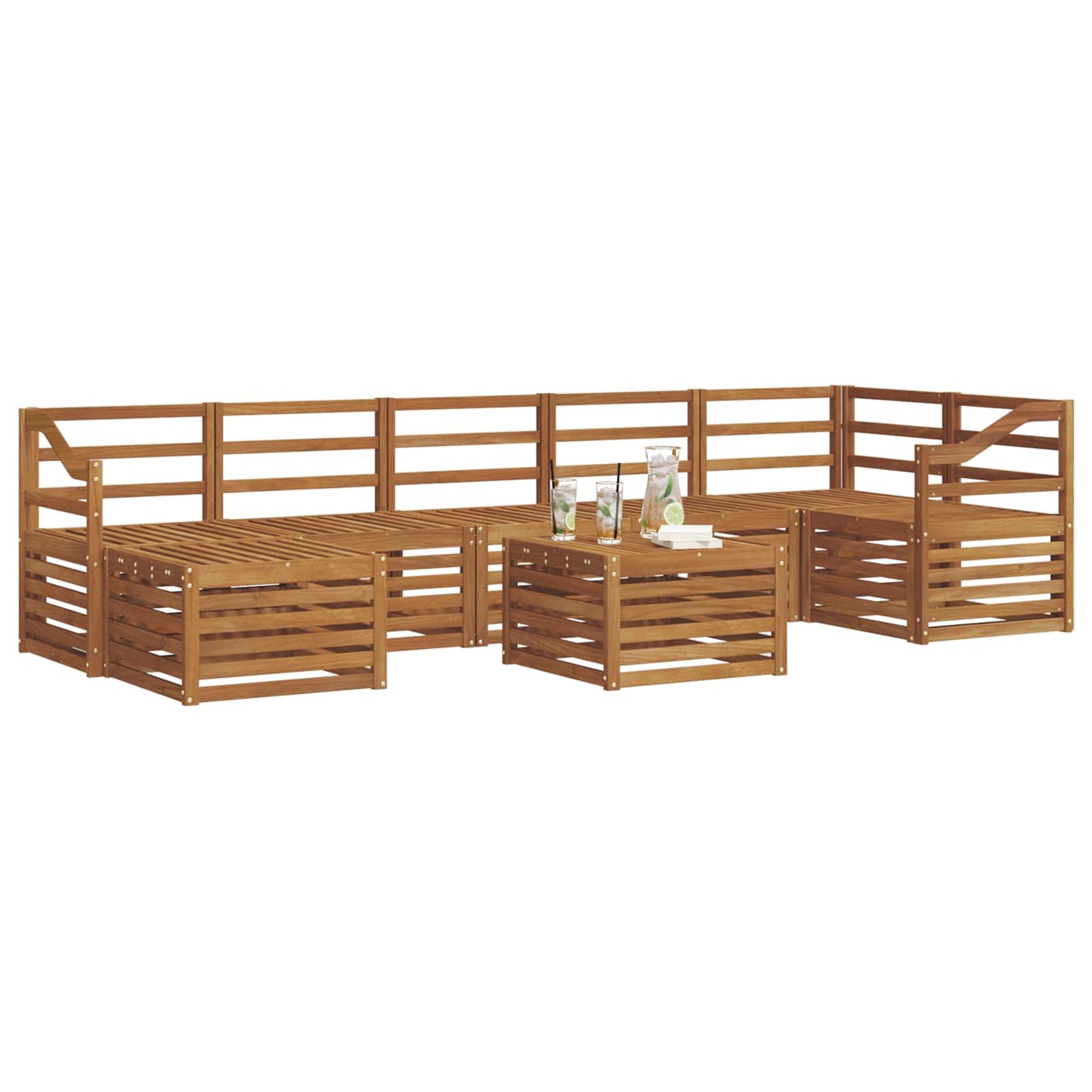 vidaXL Outdoor Sofa Set 8 pcs Natural Solid Acacia Wood