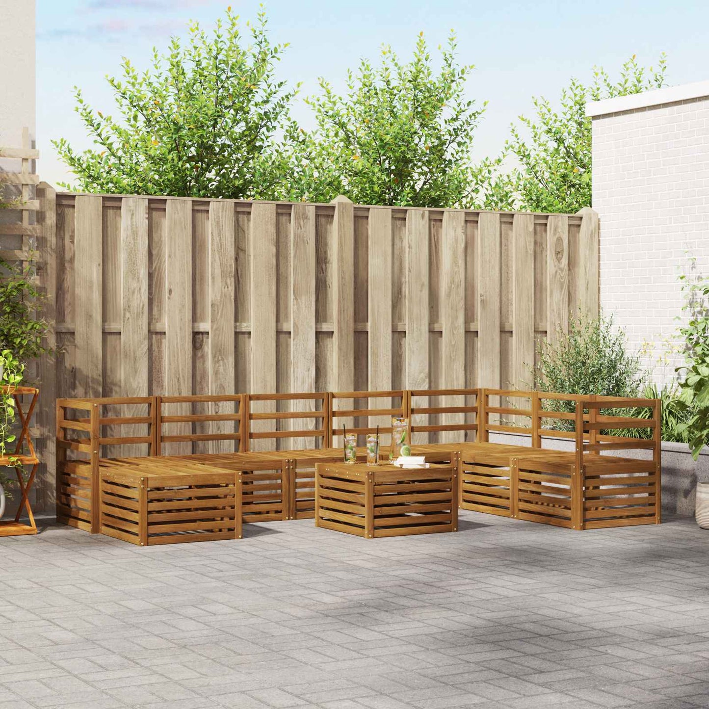 vidaXL Outdoor Sofa Set 9 pcs Natural Solid Acacia Wood