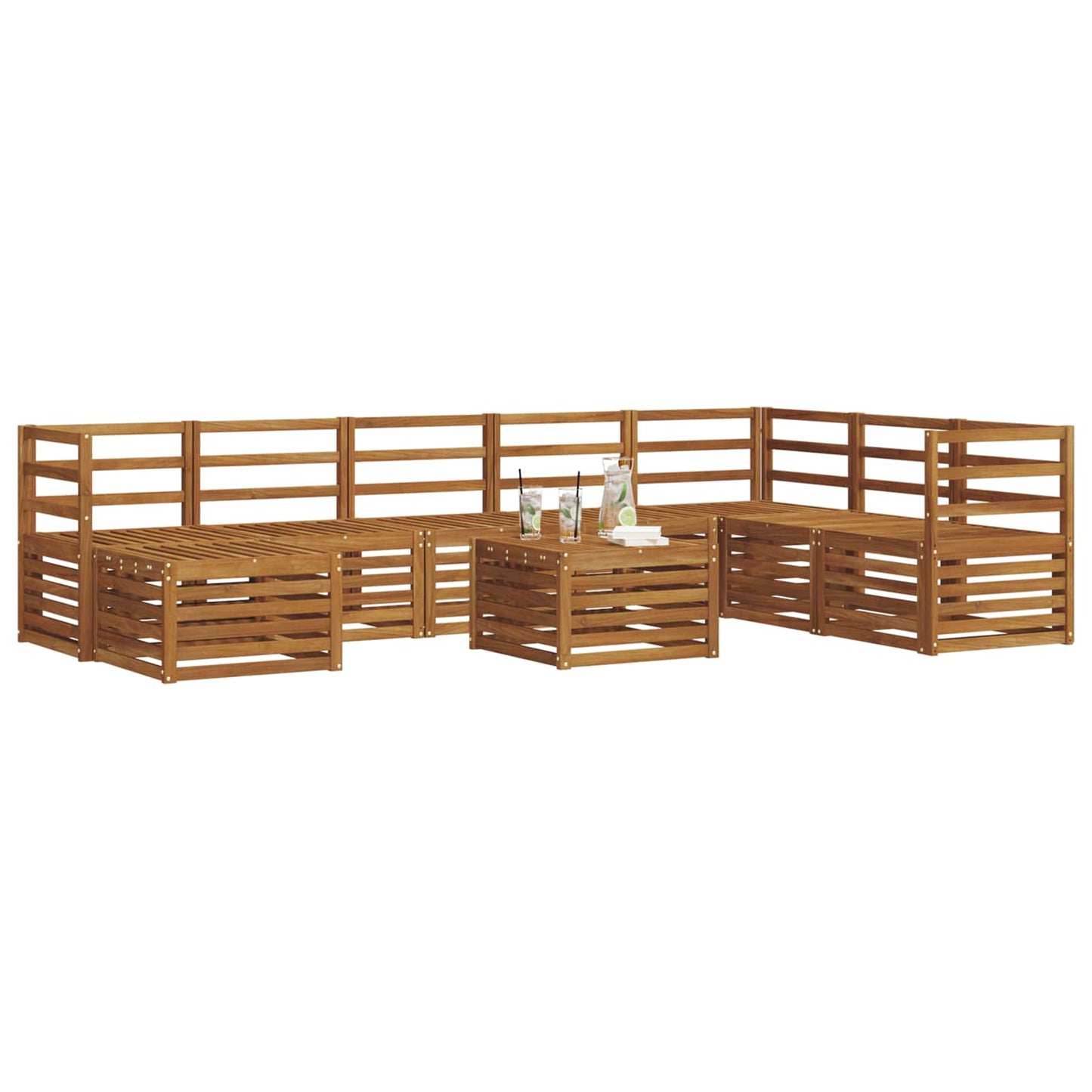 vidaXL Outdoor Sofa Set 9 pcs Natural Solid Acacia Wood