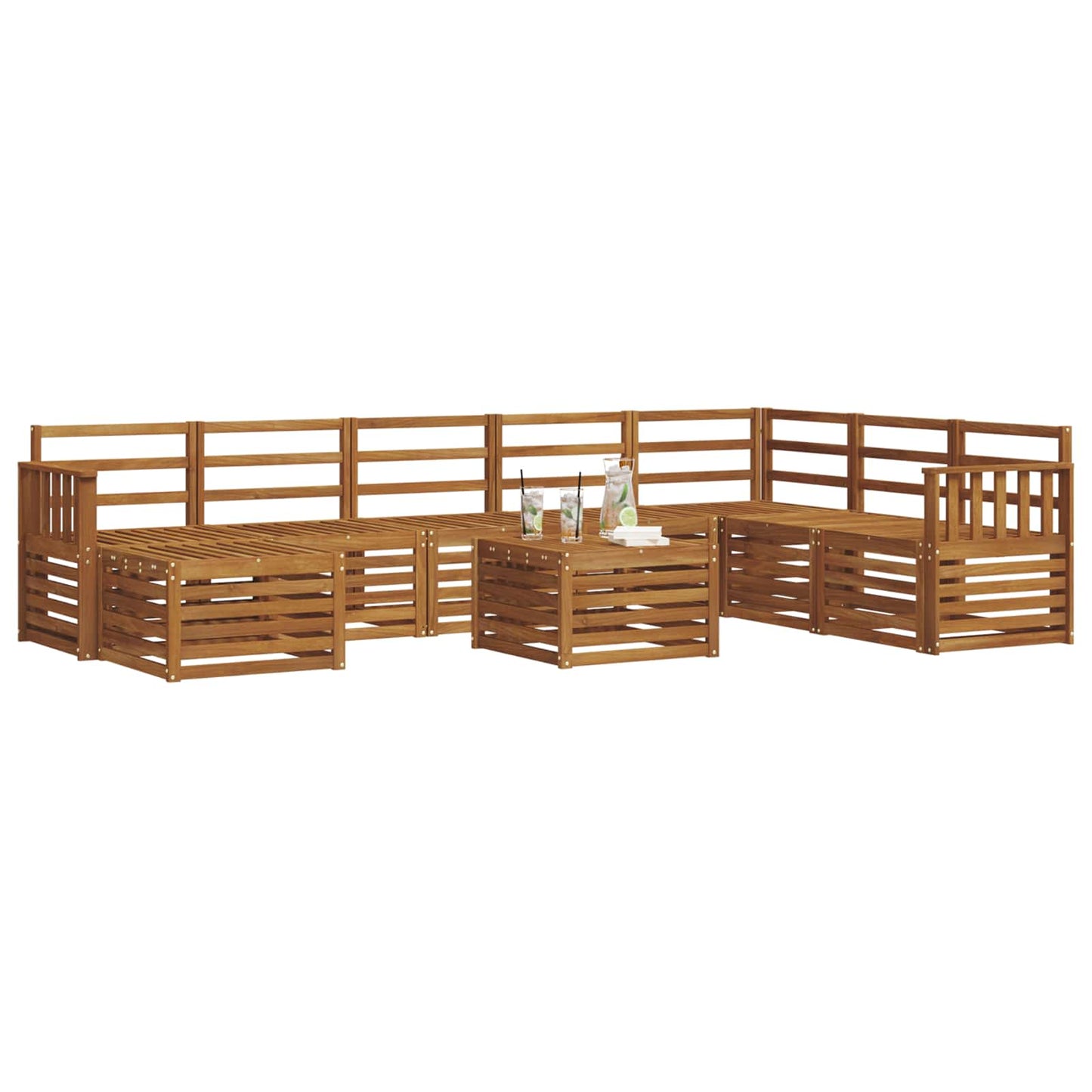vidaXL Outdoor Sofa Set 9 pcs Natural Solid Acacia Wood