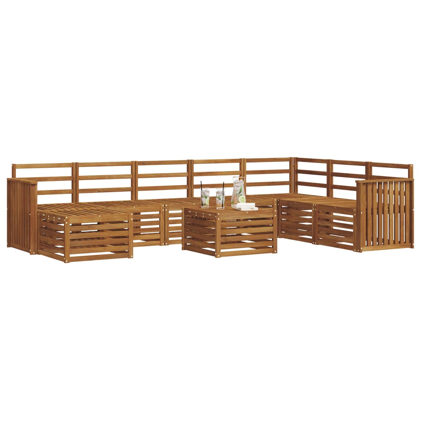 vidaXL Outdoor Sofa Set 9 pcs Natural Solid Acacia Wood