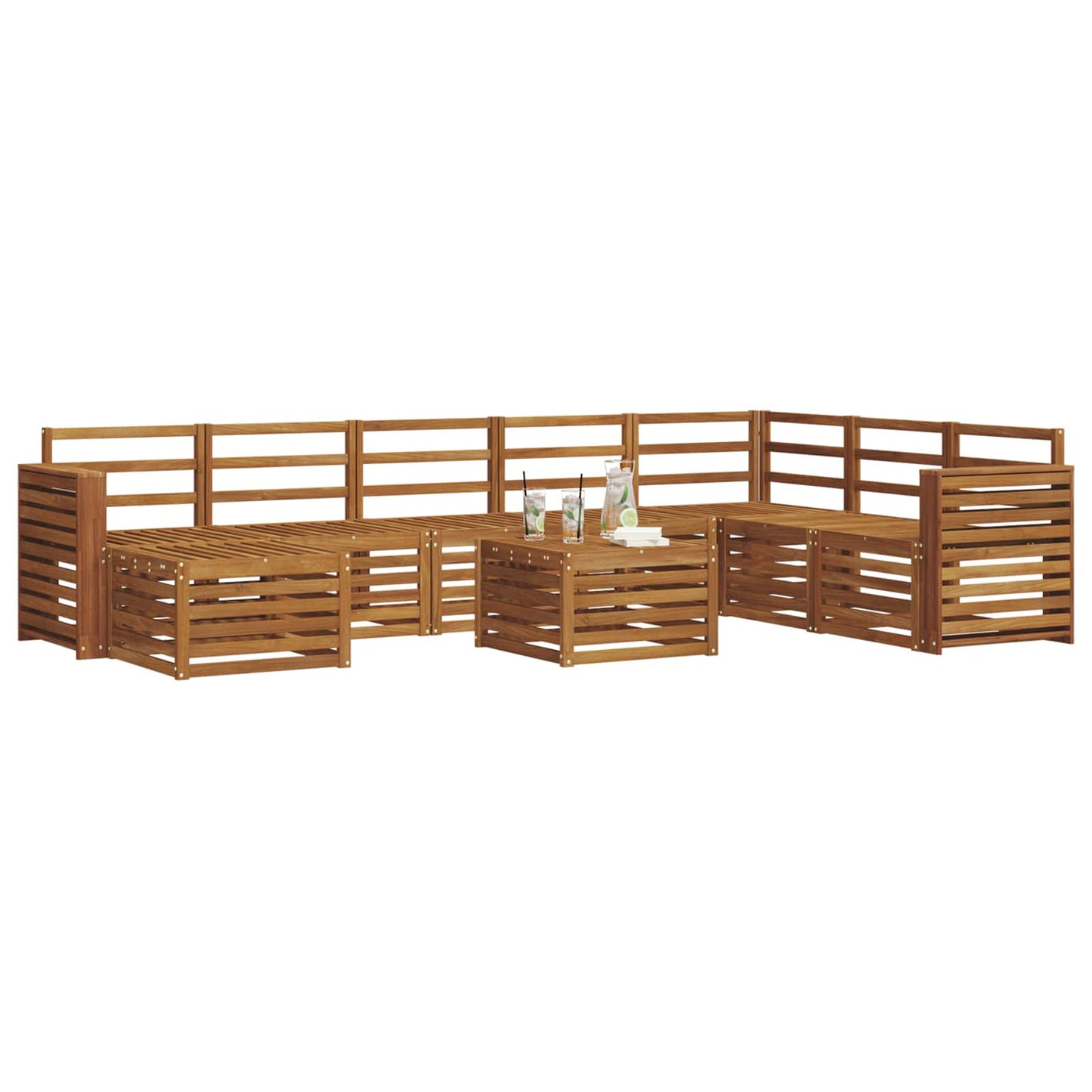 vidaXL Outdoor Sofa Set 9 pcs Natural Solid Acacia Wood