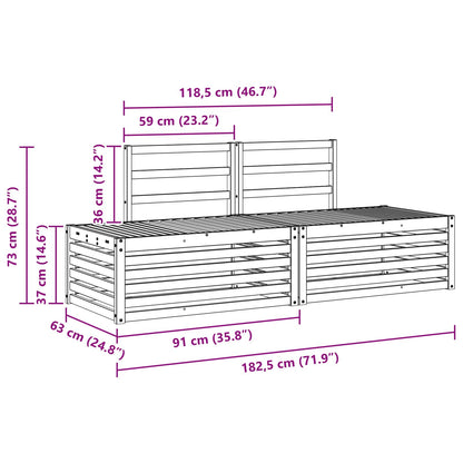 vidaXL Outdoor Sofa Set 2 Piece Natural 182.5 x 63 x 73 cm