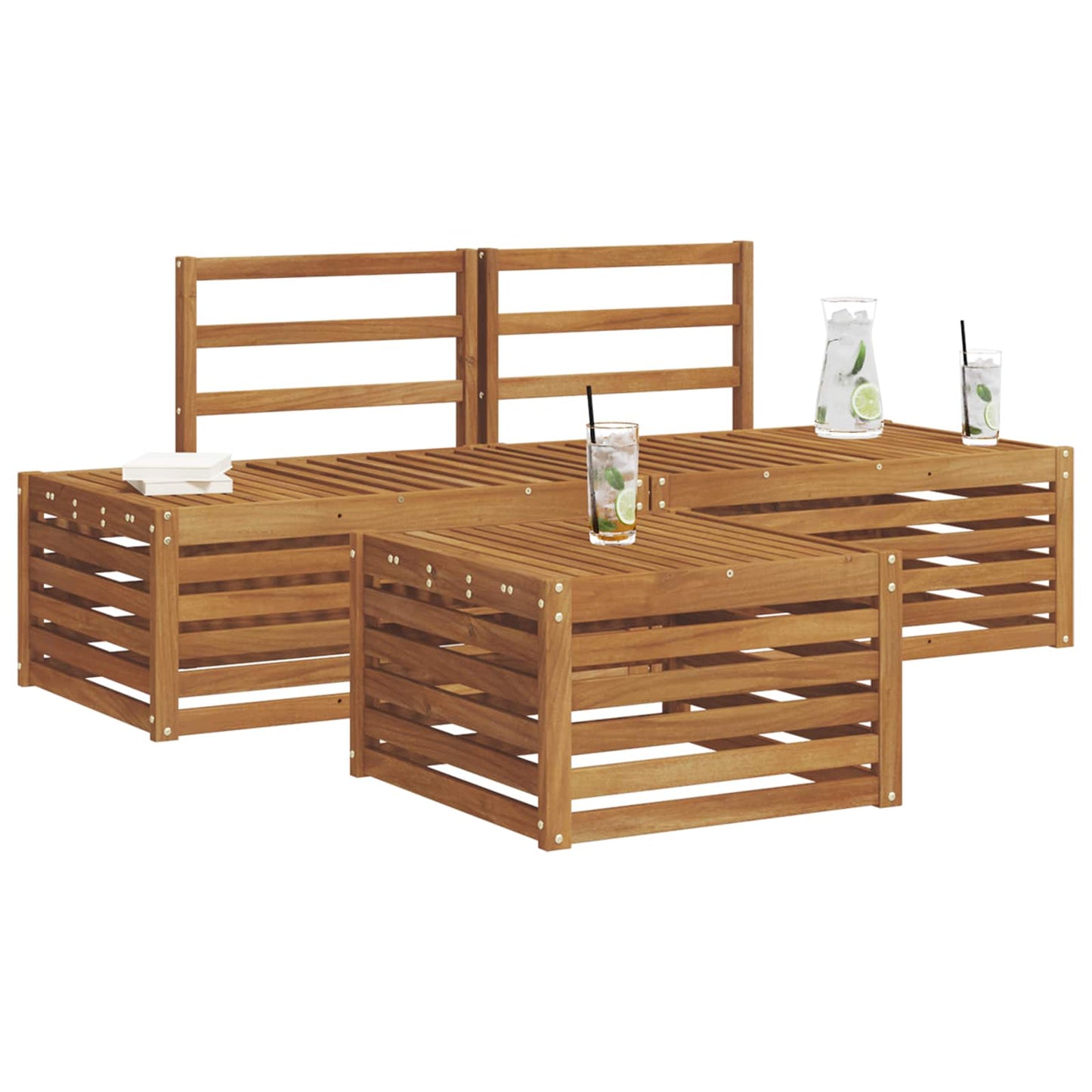 vidaXL Outdoor Sofa Set Natural 59 x 59 x 37 cm Solid Acacia Wood
