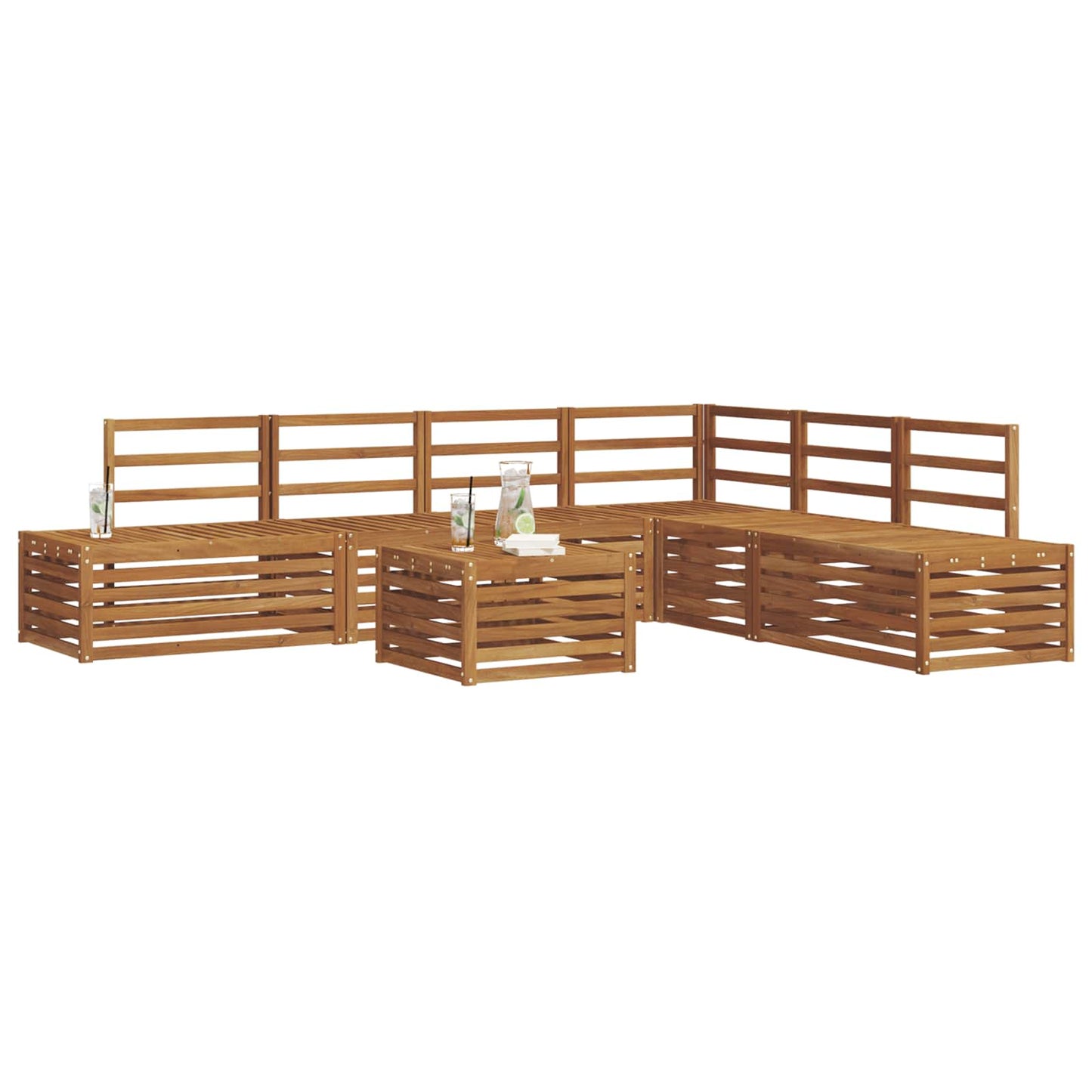 vidaXL Outdoor Sofa Set 7 Piece Natural Solid Acacia Wood