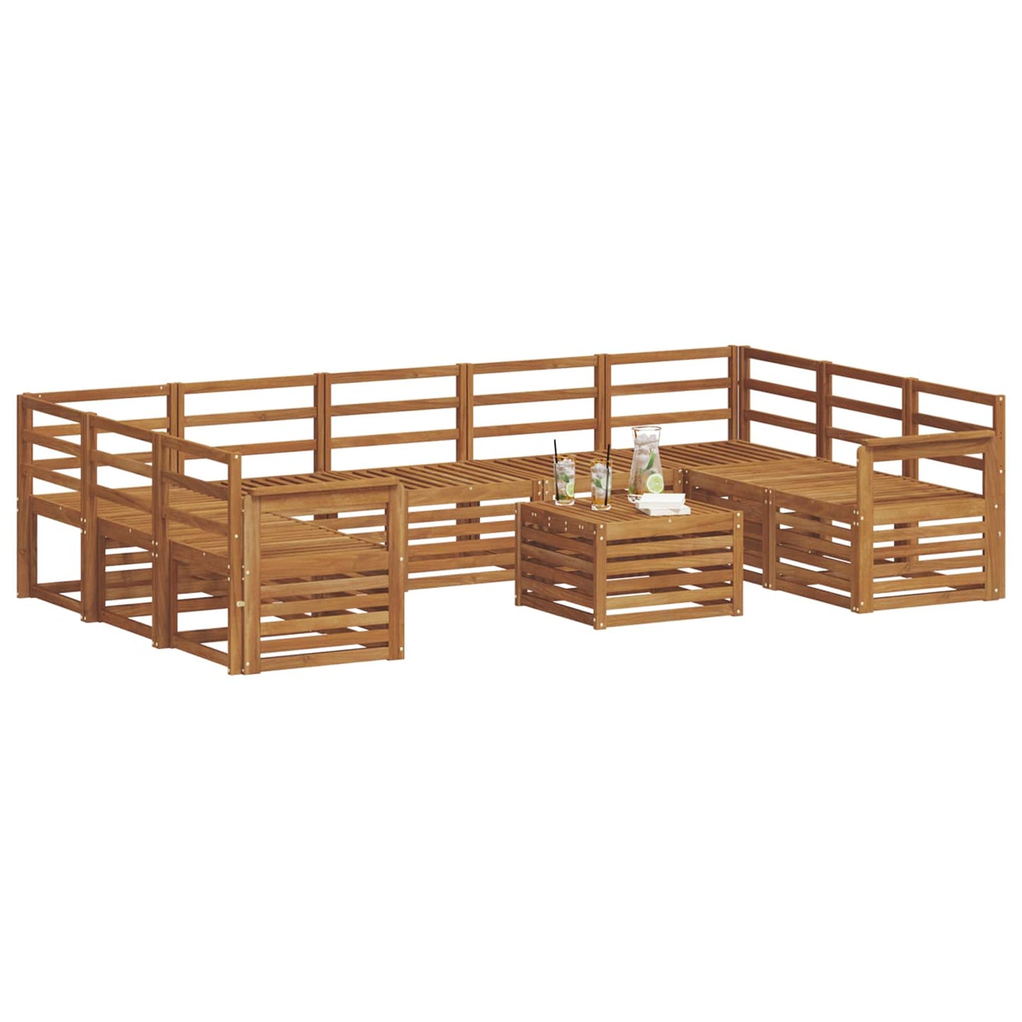 vidaXL Sofa Sets 10 pcs Natural Solid Acacia Wood