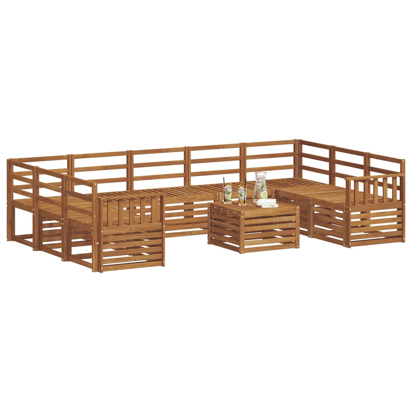 vidaXL Sofa Sets 10 pcs Natural Solid Acacia Wood
