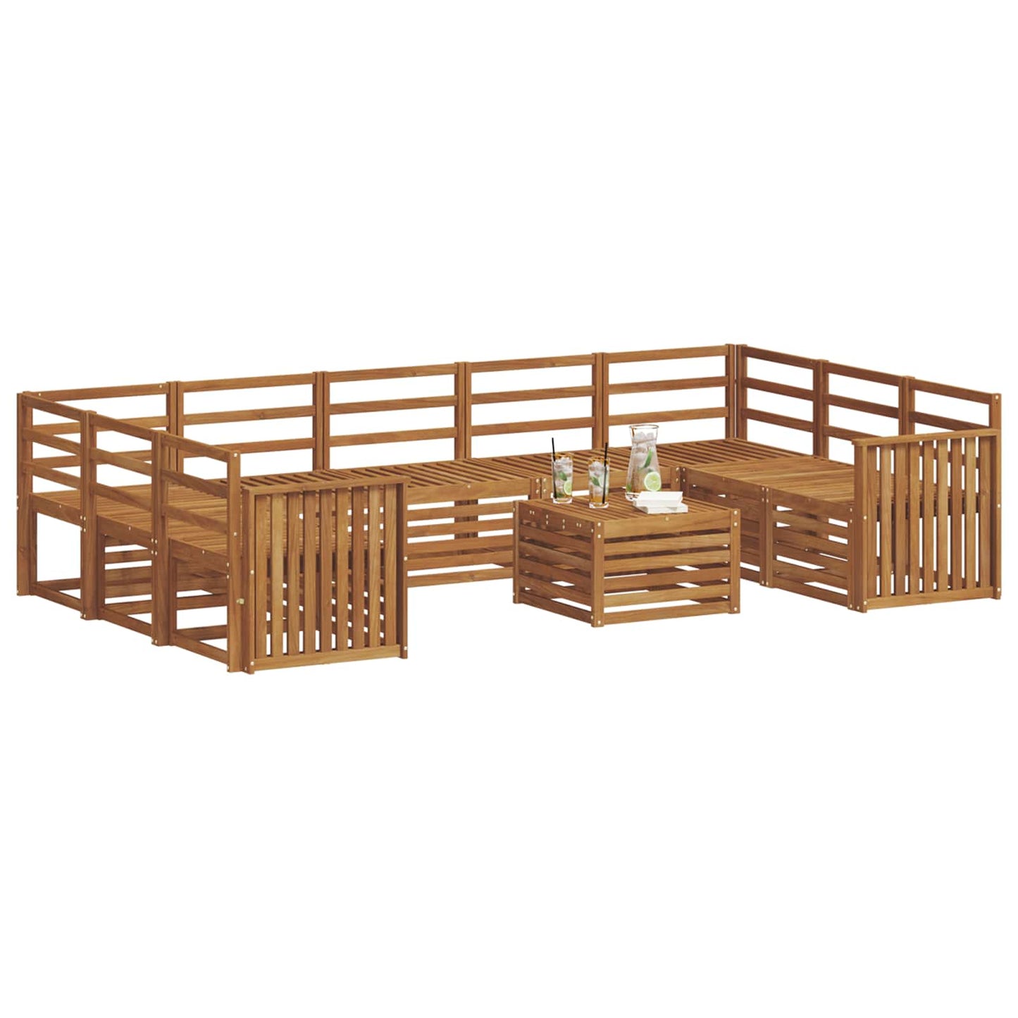 vidaXL Sofa Sets 10 pcs Natural Solid Acacia Wood
