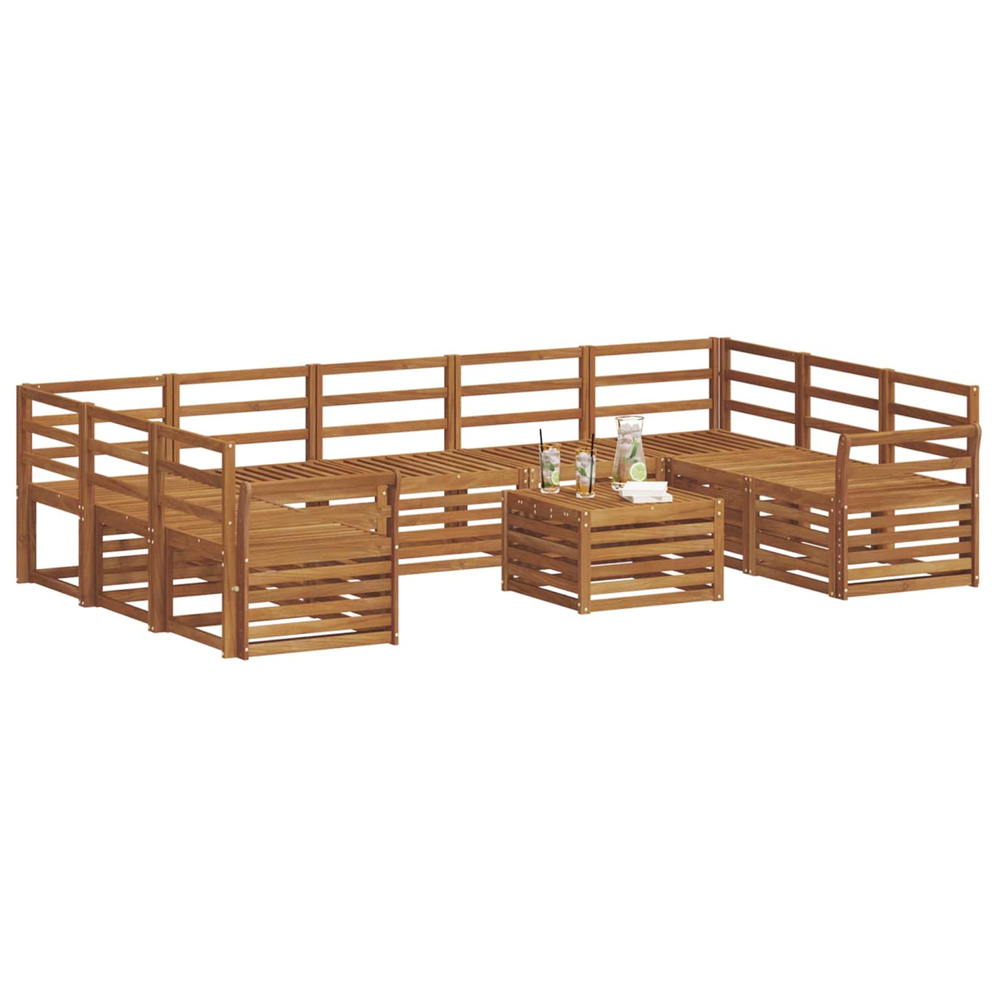 vidaXL Sofa Sets 10 pcs Natural Solid Acacia Wood