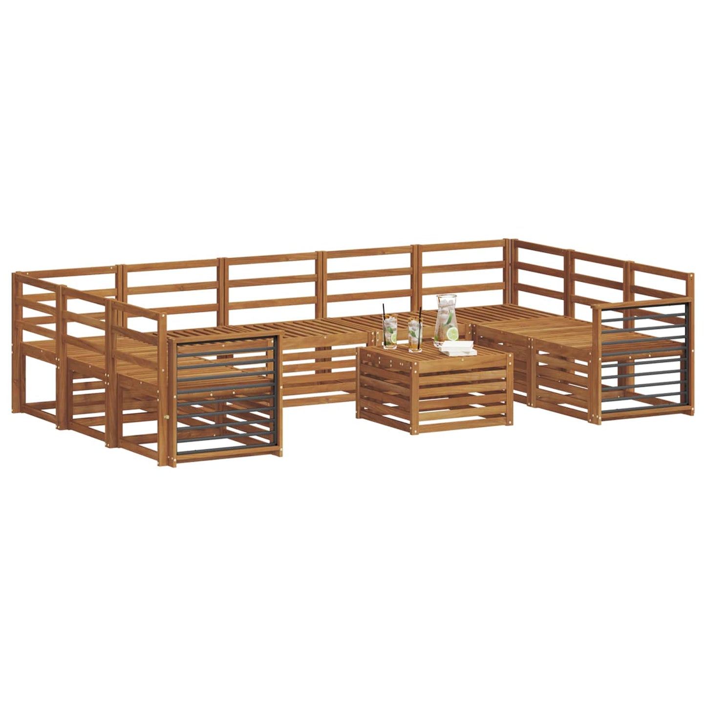 vidaXL Sofa Sets 10 pcs Natural Solid Acacia Wood