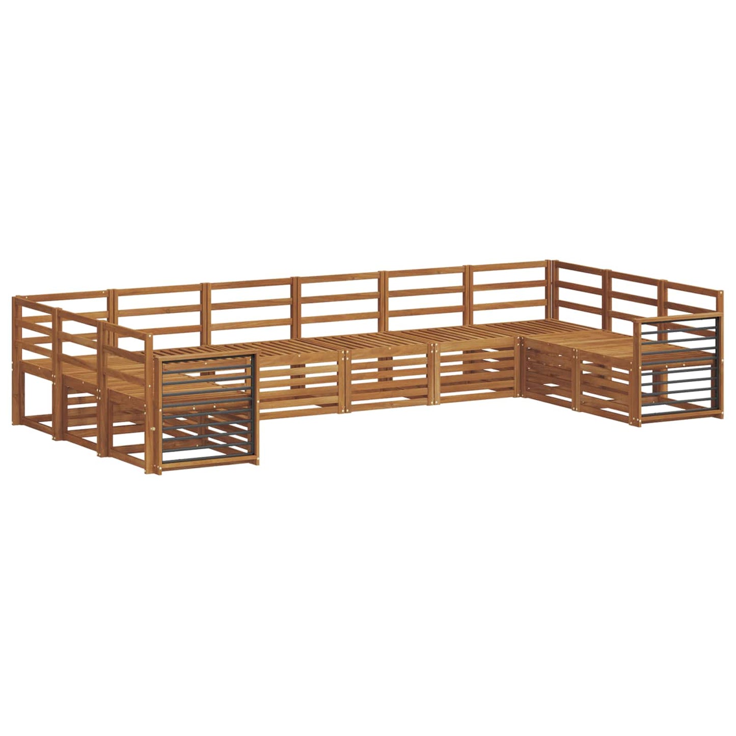 vidaXL Sofa Sets 10 pcs Natural Solid Acacia Wood