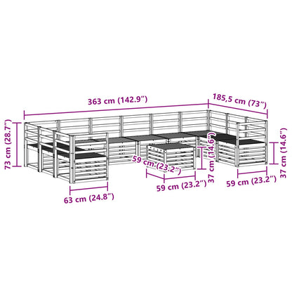 vidaXL Outdoor Sofa Set 11 pcs Natural Solid Acacia Wood