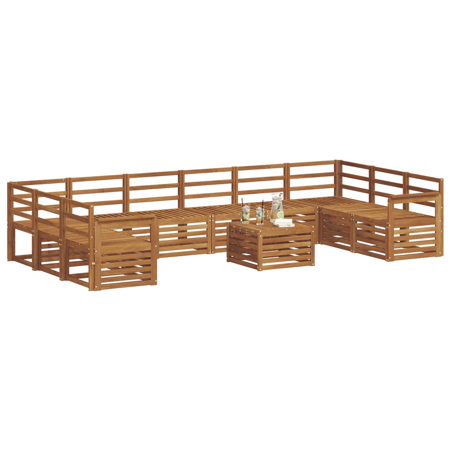 vidaXL Outdoor Sofa Set 11 pcs Natural Solid Acacia Wood