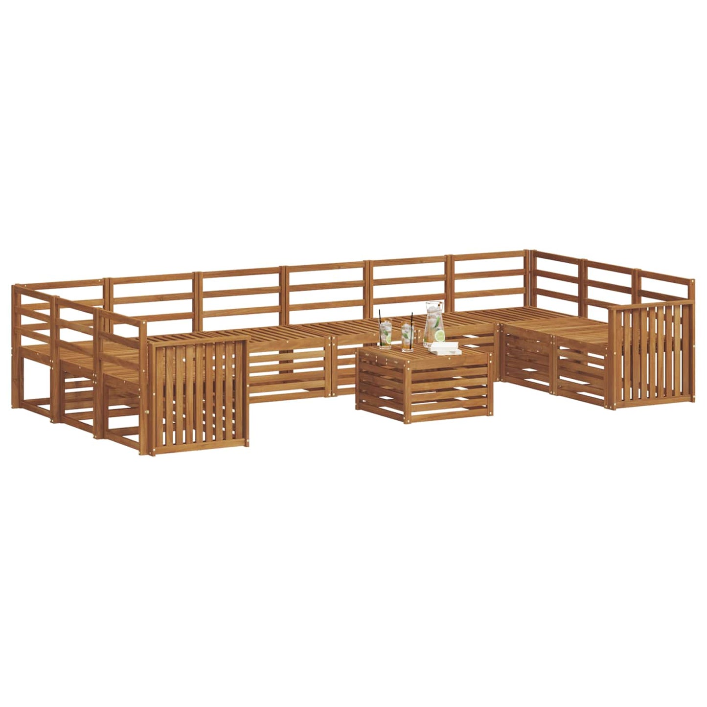 vidaXL Outdoor Sofa Set 11 pcs Natural Solid Acacia Wood