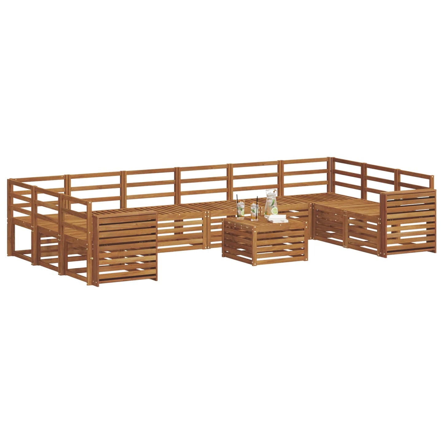 vidaXL Outdoor Sofa Set 11 pcs Natural Solid Acacia Wood