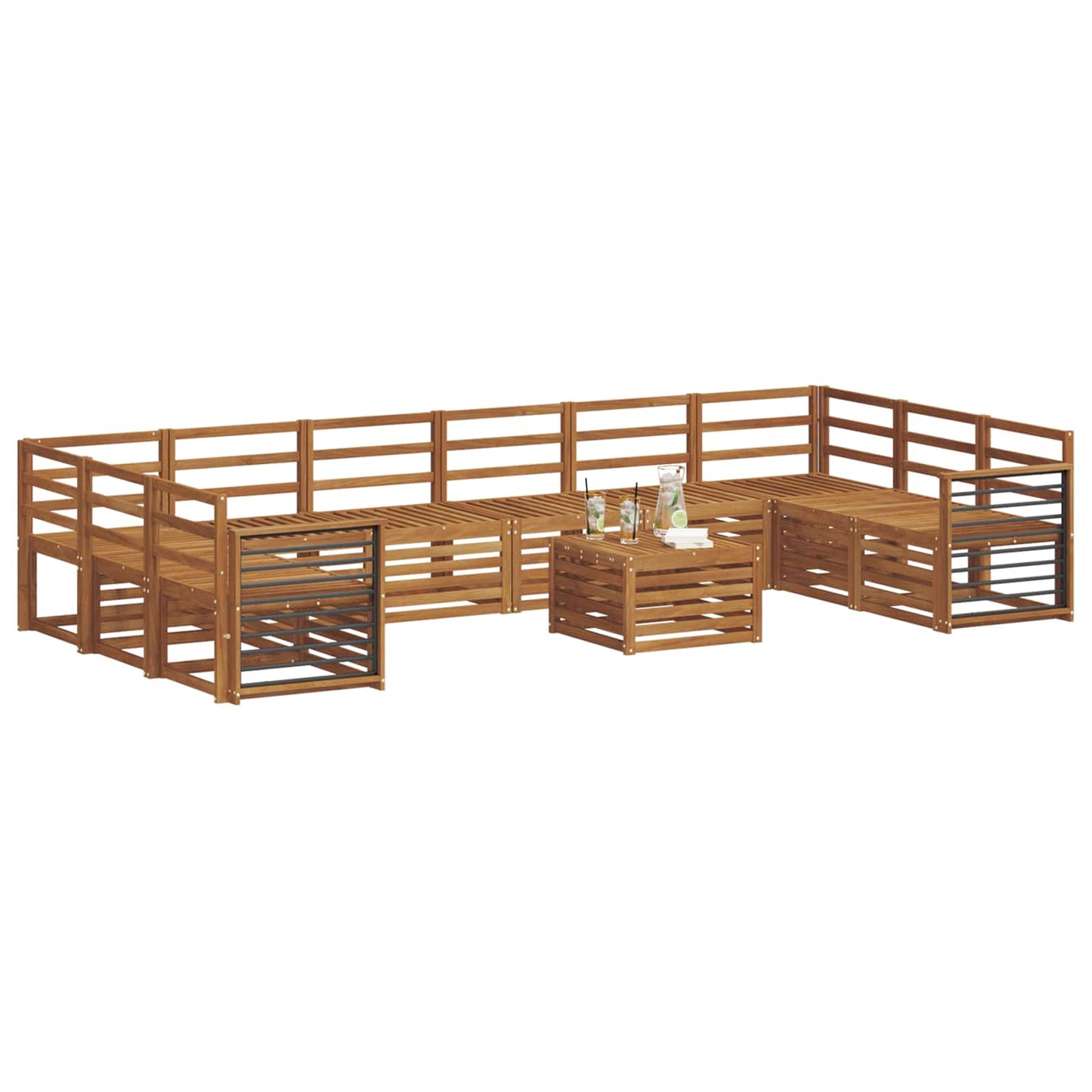 vidaXL Sofa Sets 11 pcs Natural Solid Acacia Wood
