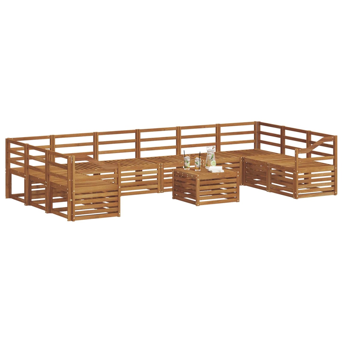 vidaXL Outdoor Sofa Set 11 pcs Natural Solid Acacia Wood
