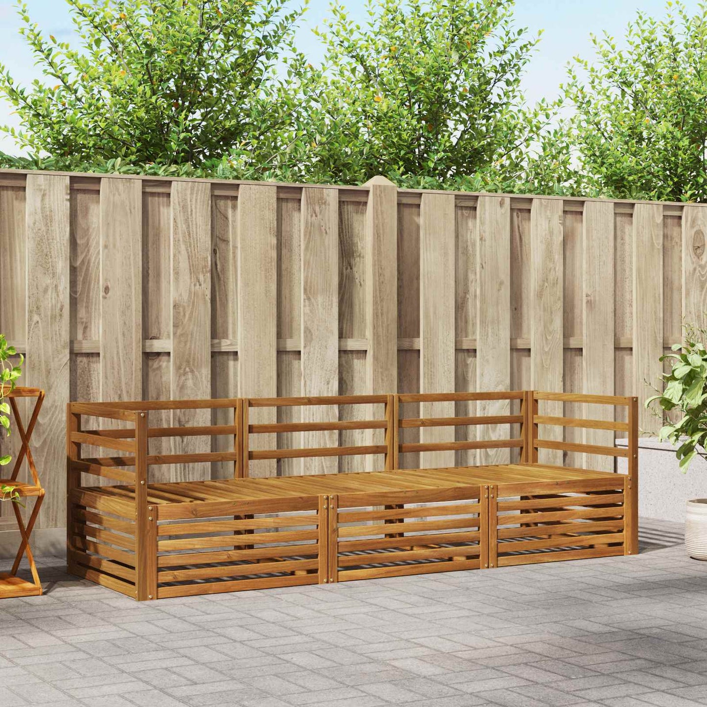 vidaXL Outdoor Sofa Set 3 pcs Natural Solid Acacia Wood