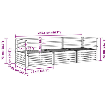 vidaXL Outdoor Sofa Set 3 pcs Natural Solid Acacia Wood