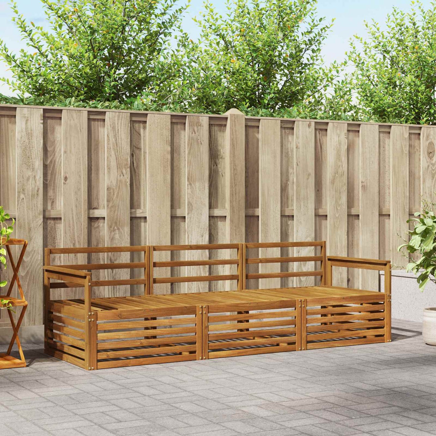 vidaXL Outdoor Sofa Set 3 pcs Natural Solid Acacia Wood
