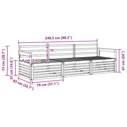 vidaXL Outdoor Sofa Set 3 pcs Natural Solid Acacia Wood