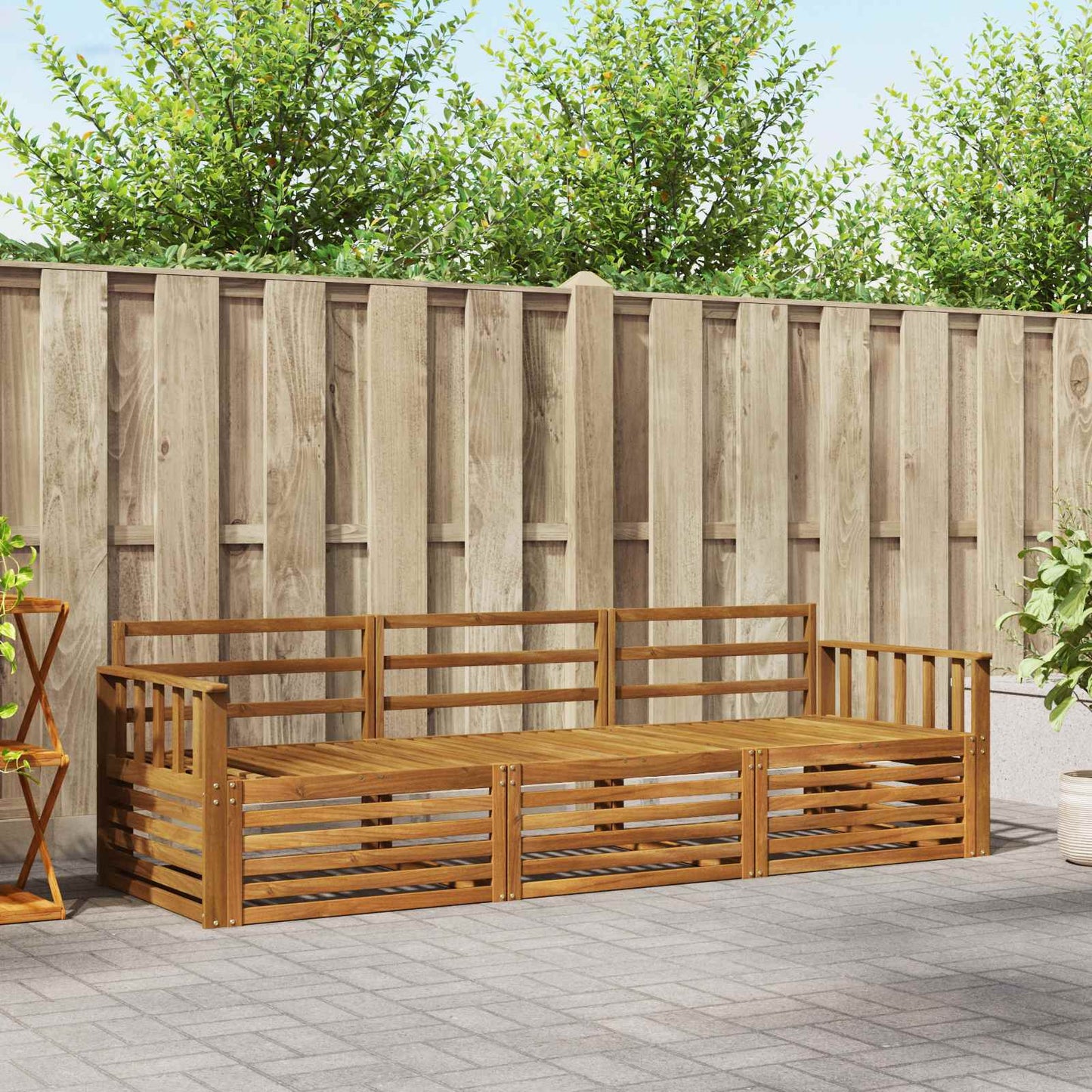 vidaXL Outdoor Sofa Set 3 pcs Natural Solid Acacia Wood
