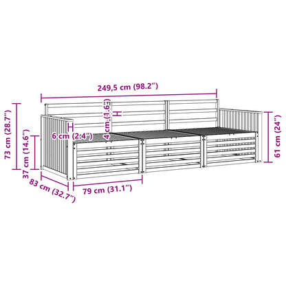 vidaXL Outdoor Sofa Set 3 pcs Natural Solid Acacia Wood