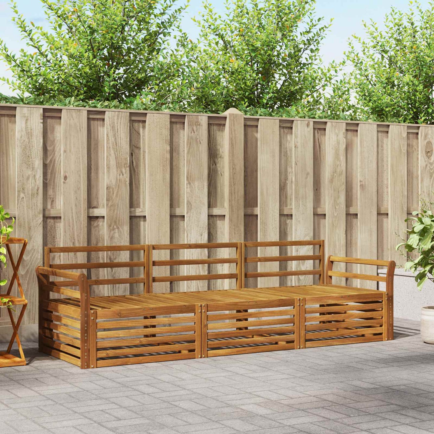 vidaXL Outdoor Sofa Set 3 pcs Natural Solid Acacia Wood