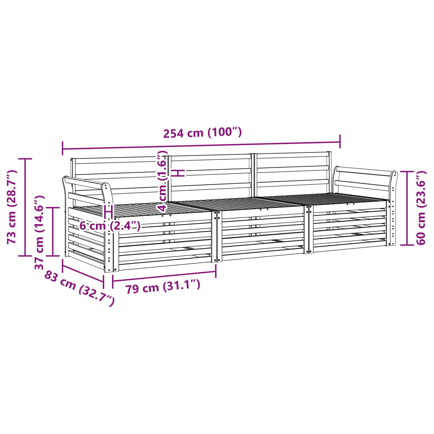 vidaXL Outdoor Sofa Set 3 pcs Natural Solid Acacia Wood