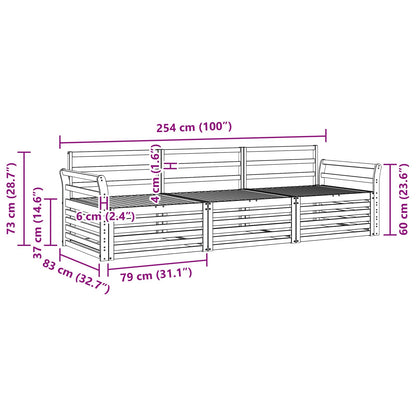 vidaXL Outdoor Sofa Set 3 pcs Natural Solid Acacia Wood